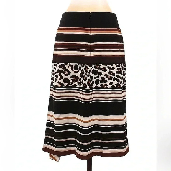 DKNY | Animal Leopard Strip Mixed-Print Asymmetrical Midi Skirt Size 0 - Picture 4 of 5